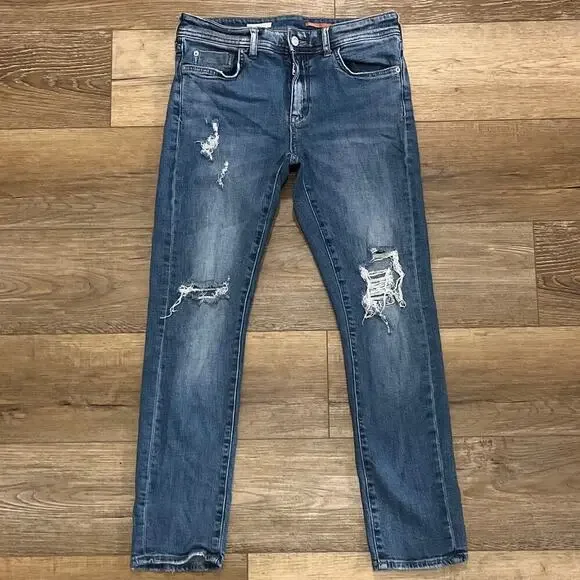 Anthropologie Pilcro Slim Boyfriend Crop Jeans Women's Size 27 Distressed Boho - Picture 5 of 13